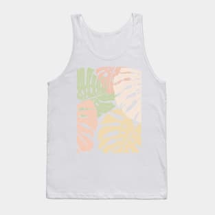 Abstract Patel Colors Monstera Leaves 3 Tank Top